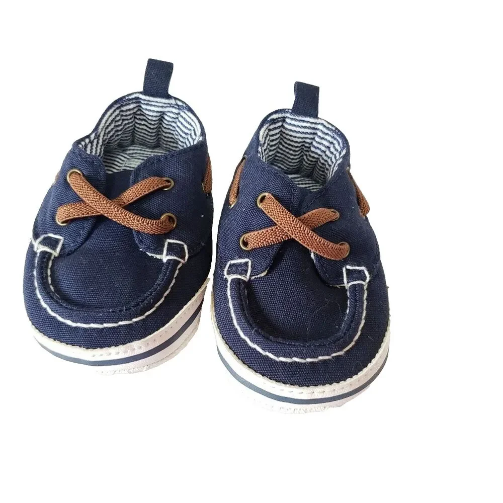 Carter's Baby Boy 3-6 Months Navy Blue Canvas Slip-On Shoes Crib Shoes